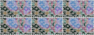 Renkli Bahar Temalı Kusursuz Arkaplan. Zentangle soyut çiçekleri. Karalama çiçeği. Raster illüstrasyonu. Düz Çiçek Elementleri Tasarımı. Şirin kumaş deseni.