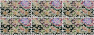 Çiçek deseni. Raster illüstrasyonu. Şatafatlı bahar bahçesi dokusu. Tarafsız renklerde çiçekler. Tarafsız renklerde çiçeksiz.