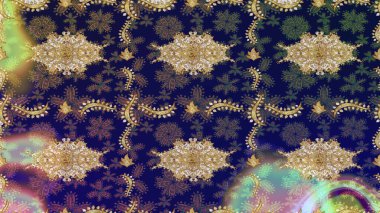 Geleneksel raster ve altın desen. Klasik oryantal desen mavi renkten üstündür. Damask taslak süsü.