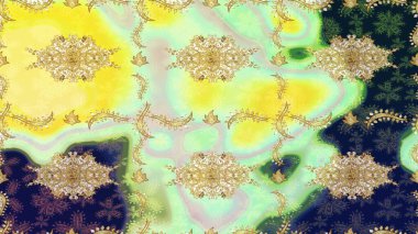 Skeç raster arka planı. Şık bir grafik desen. Tarafsız renklerde altın elementler. Çiçek deseni. Duvar kâğıdı barok, İspanyol kumaşı.