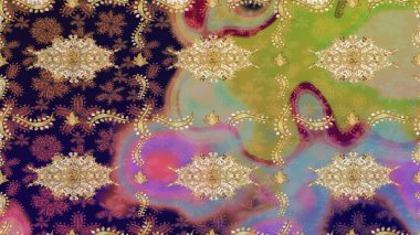 Klasik klasik klasik arka plan. Tarafsız renklerde altın elementlerle çizim. Klasik Raster altın desenini çiz. Geleneksel oryantasyon süsü.