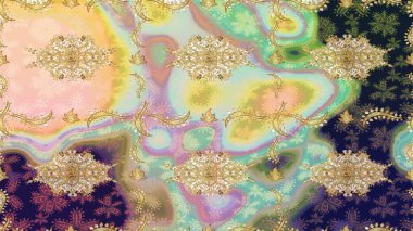 Çizim altın desenli bukleler. Tarafsız renklerde çizim kalıbı. Raster Golden eskiz kalıbı. Doğu tarzında altın elementler arabesk.