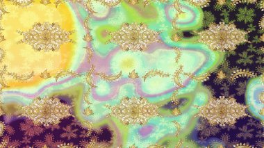 Altın elementlerle nötr renklerde altın desen. Raster Golden eskiz kalıbı. Arkaplan, kumaş, altın duvar kağıdı. Düz elle çizilmiş vintage koleksiyonu.