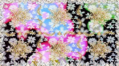 2019 Noel 'i, kar tanesi, yeni yıl. Tarafsız renklerde, altın elementlerle klasik, pürüzsüz desen.