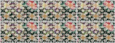 Düz Çiçek Elementleri Tasarımı. Renkli Yaz Temalı Kusursuz Arkaplan. Tarafsız renklerde çiçekler. Raster illüstrasyonunda trendsiz çiçek deseni.