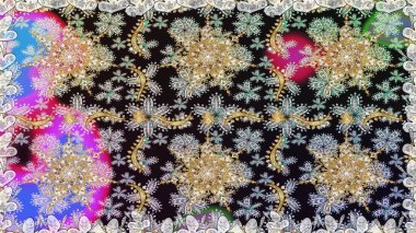 Gri renklerdeki altın element. Damask pürüzsüz yineleme kalıbı. Antika altın tekrarlanabilir duvar kağıdı. Barok tarzında altın çiçekli süs..