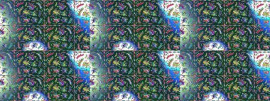 Eskiz geçmişi. Miles Fleur, süslü püslü bir süs. Eski usul. Raster illüstrasyonu. Tomurcukları papatya çiçekleri olan sevimli bir çiçek deseni. Kumaş, tekstil ve duvar kağıdı baskısı için..