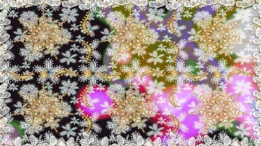 Barok tarzında altın çiçekli süs. Gri renklerdeki altın element. Damask kusursuz yinelenen arkaplan. Doku arkaplanı üzerine altın duvar kağıdı.