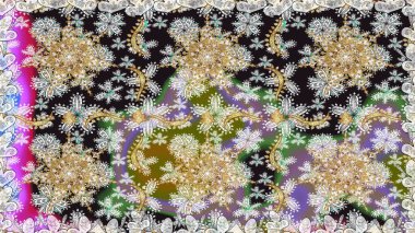 Kusursuz altın desenli bukleler. Altın elementli gri renkler. Doğu tarzı arabesk. Raster illüstrasyonu. Raster altın desen.