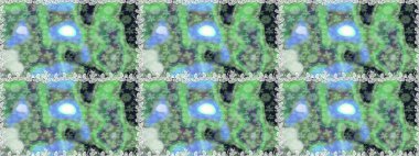 Raster illüstrasyonu. Yeşil renklere karalamalar çizen kusursuz çiçek deseni.