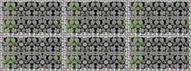 Gri renklerde çiçeksiz. Raster illüstrasyonu. Şatafatlı bahar bahçesi dokusu. Çiçek deseni. Gri renkli çiçekler.