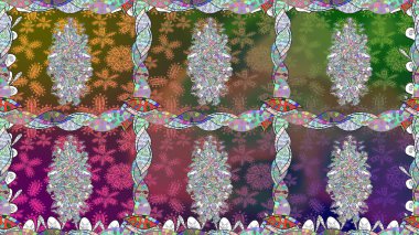 Düz Çiçek Elementleri Tasarımı. Çiçekli, kusursuz bir arkaplan. Renkli Bahar Temalı Kusursuz Arkaplan. Çocuk stili.