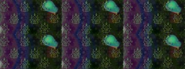 Gri renkli Asya tekstili. Raster illüstrasyonu. Çiçek desenini çiz.