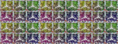 Çiçek izi. Suluboya kusursuz desen. Suluboya tarzında yeşil renkte çiçekler.