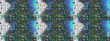 Raster deseni. Mavi, yeşil ve nötr el çizimi. Karalama çiçekleri çizim kalıbı. Sanat ilham verir, yeşil ve nötr stil çiçekler ve arka plan bırakır.