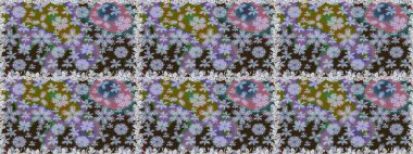 Raster illüstrasyonu. Kusursuz çiçek deseni duvar kâğıdı olarak kullanılabilir. Tarafsız renklerde çiçekler.