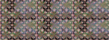 Çiçek kompozisyonu. Raster deseni. Doğa. Çiçek kolajı. Küçük çiçekte güzel bir desen var. - Yeşil çiçekler. Çiçek arka planı.