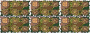 Manzaralı çiçek deseni. Çiçek kompozisyonu, el boyası, hassas şablon. Sevgililer günü ve tebrik kartı konsepti için şık bir davetiye. Üst görünüm, yumuşak kahverengi renk tarzı.