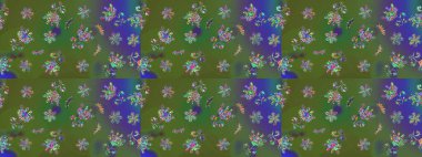 Raster illüstrasyonundaki çiçek desenli çizim. Renkli Bahar Teması eskiz kalıbı. Güzel kumaş deseni. Düz Çiçek Elementleri Tasarımı.