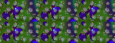 Kar taneli yeşil renkler. Renkli arka planda izole tatlı kar taneleri. Raster illüstrasyonu.