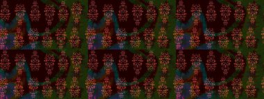 Raster illüstrasyonu. Suluboya çiçekli çiçek deseni. Siyah renkte güzel tekstil.