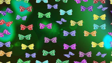 Kelebekli çizim şekli. Bahar ve yaz tasarımı için renkli bir arkaplan. Raster renkli sonsuz doku. El çizimi illüstrasyon.