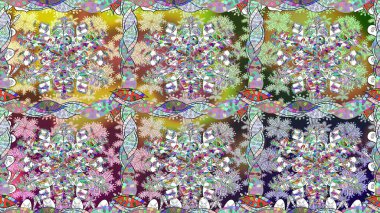 Şirin seamless modeli. Raster çiçek arka plan. Yazdırın. Şirin kumaş deseni. Yaz tema Dikişsiz desen arka plan rengi. Düz çiçek öğeleri tasarım.