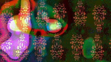 Tekstil için Lacy Fashion Print. Folk Style. Kumaş veya Duvar Kağıdı Tasarımı. Stilize Çiçekler. Raster illüstrasyonu. Mandalas 'ın dekoratif dokusu. Dantelli Kar Tanelerinin Etkisi.