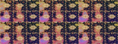 Tasarım için Damask çizim kalıbı. Mavi renkler ve altın elementler üzerine Raster çizim deseni.