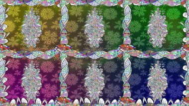 Tropik, dikişsiz çiçek deseni. Raster illüstrasyonu. Yeşil renkte çiçekler.