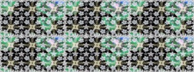 Raster Floral Illustration, Asyalı tekstil. Tarafsız renklerde etnik çiçeklerle kusursuz bir desen..