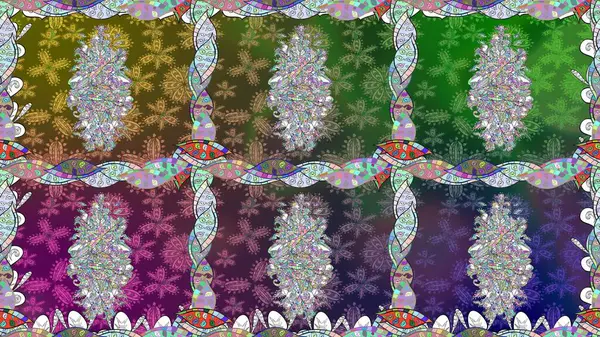 Halk tarzı. Parlak renkli çiçekleri ve yeşil renkli yaprakları olan kusursuz çiçek desenleri. Modern çiçek arkaplanı. Moda baskıları için zarif bir şablon.