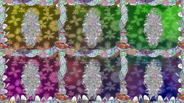 Çiçekler suluboya tarzında yeşil renkte. Raster illüstrasyonunda kusursuz çiçek deseni.