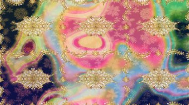 Raster geometrik arka plan. Altın renkli çizim çizimi. Senin tasarımın için, duvar kağıdı. Altın çiçekli bej renklerde altın eskiz deseni.