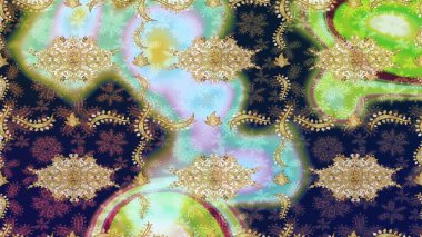 Klasik Raster Golden eskiz kalıbı. Geleneksel oryantasyon süsü. Tarafsız renklerde altın elementlerle çizim. Klasik vintage arkaplan.