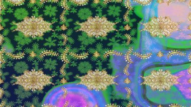 Klasik klasik klasik arka plan. Klasik raster mavisi ve altın desenli çizim. Geleneksel oryantasyon süsü.