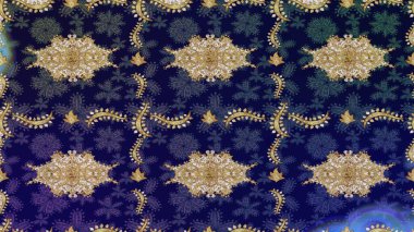 Barok tarzında eskiz oryantal süsü. Geleneksel altın sarısı desenli mavi renkli ve altın elementli.