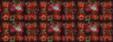 Raster illüstrasyonu. Kahverengi, kırmızı ve mor renkler üzerine tasarım. Raster kış deseni. Çiçek Elementleri ile soyut arkaplan.