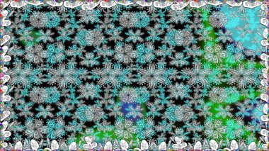 Raster illüstrasyonu. El çizimi. Çiçekli, yapraklı, çiçeksiz çiçek desenli..