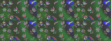 Yeşil, mor ve mavi renkli kar taneleri. Renkli arka planda izole tatlı kar taneleri. Kar tanesi raster deseni. Raster illüstrasyonu.