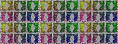 El çizimi Raster çizimi. Duvar kağıdı, web sitesi arka planı, ambalaj kağıdı, davetiye, broşür, afiş veya web sitesi için kusursuz çiçek deseni kullanılabilir. Parlak elementlerin.