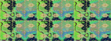 Doğu tarzı arabesk. Altın elementli yeşil renkler. Çizim altın desenli bukleler. Raster altın desen. Raster illüstrasyonu.