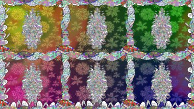 Yeşil renkli çiçekler. Raster illüstrasyonunda kusursuz çiçek deseni.