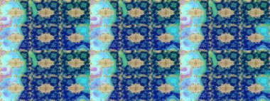 Doğum günü kartı, davetiye ya da afiş için iyidir. Mavi renkte altın. Ortaçağ çiçek desenini çiz. Raster illüstrasyonu. Dekoratif simetri arabesk.