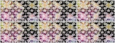 Tarafsız renklerde etnik çiçeklerle kusursuz bir desen. Asya Tekstil 'inde Raster Çiçek İllüstrasyonu.