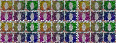 Yeşil çiçekli bahar çiçekleri. Motley illüstrasyonu. Küçük renkli çiçekler. Moda baskıları için zarif bir şablon. Küçük çiçekte şirin desenler.