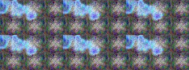 Raster illüstrasyonunda kusursuz çiçek deseni. Suluboya tarzında gri, mavi ve yeşil renkte çiçekler.