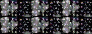 Siyah renkte manzaralı çiçek deseni. Sevgililer günü ve tebrik kartı konsepti için şık bir davetiye. Çiçek kompozisyonu, el boyası, hassas şablon. Üst görünüm, yumuşak biçim.