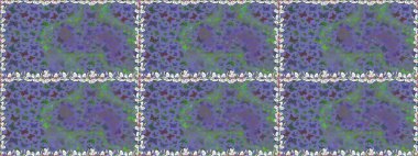 Mor renkli resimler. Erkekler, kızlar, kıyafetler, duvar kağıtları için soyut bir model. Raster. Bir sürü kelebek desenli kusursuz desen. Fantezi illüstrasyon.