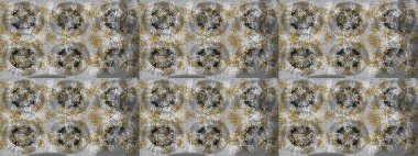 Sanat terapisi tarzı zen çizim için gri, kahverengi ve nötr mandala şeklinde kar taneleri. El çizimi, dövme stili, kumaş tasarımı ve Raster illüstrasyonunda kartlar..